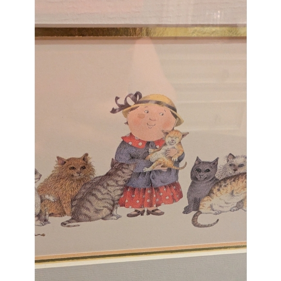 Vintage Cat Art Diane L. Patterson “Kitty-Cornered” Cat Print Framed - Picture 5 of 12